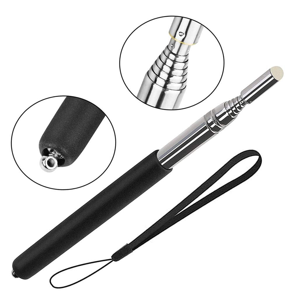 Puntero Extensible para Profesor Negro con Cordón de Mano para Aula