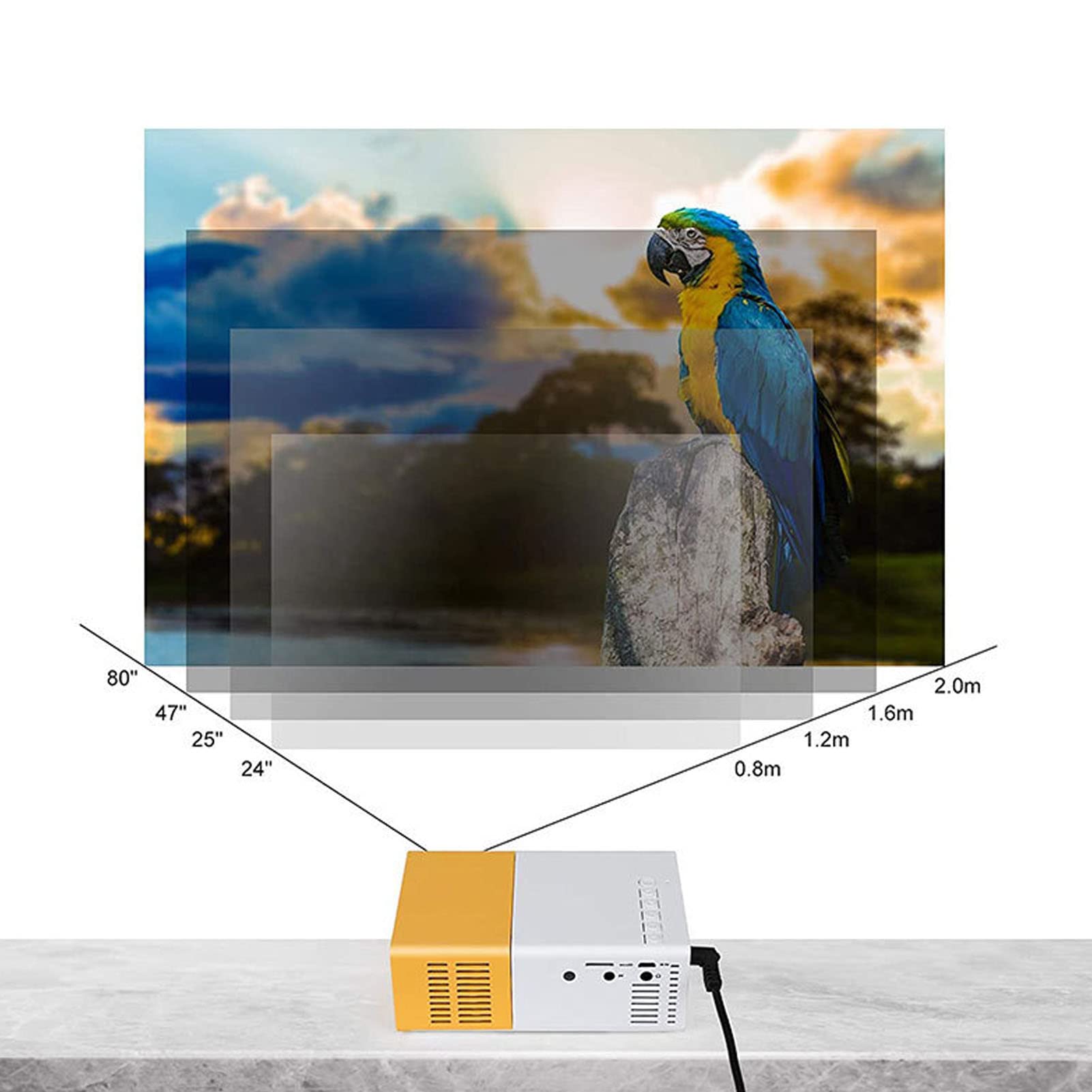 Mini Proyector Portátil Full HD 1080P Multimedia HDMI USB AV XboxOne iOS Android blanco Enchufe EE. UU.