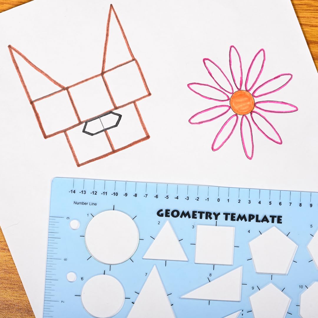 Plantilla de Geometría Learning Advantage Transparente Resistente con Regla y Línea Numérica