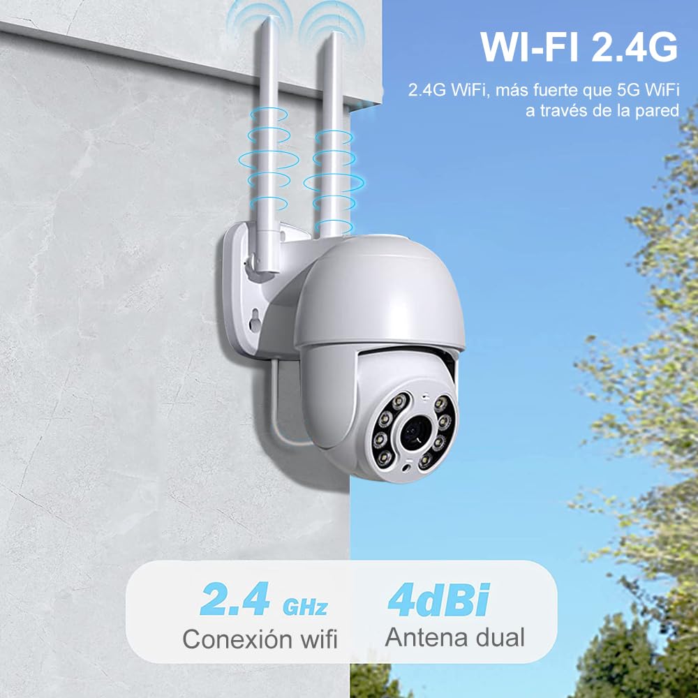 Cámara de Seguridad EASYTAO WiFi 2K 3MP con Alerta y Pan&Tilt 360 Grados Exterior Visión Nocturna Audio Bidireccional Detección de Movimiento Compatible Alexa