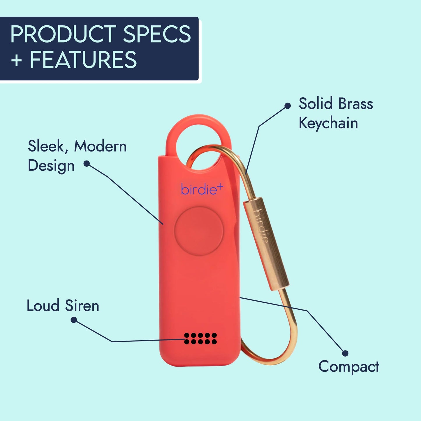 Alarma de Seguridad Personal Inteligente She's Birdie Rosa con Sirena Fuerte y Conexión Bluetooth para Mujer