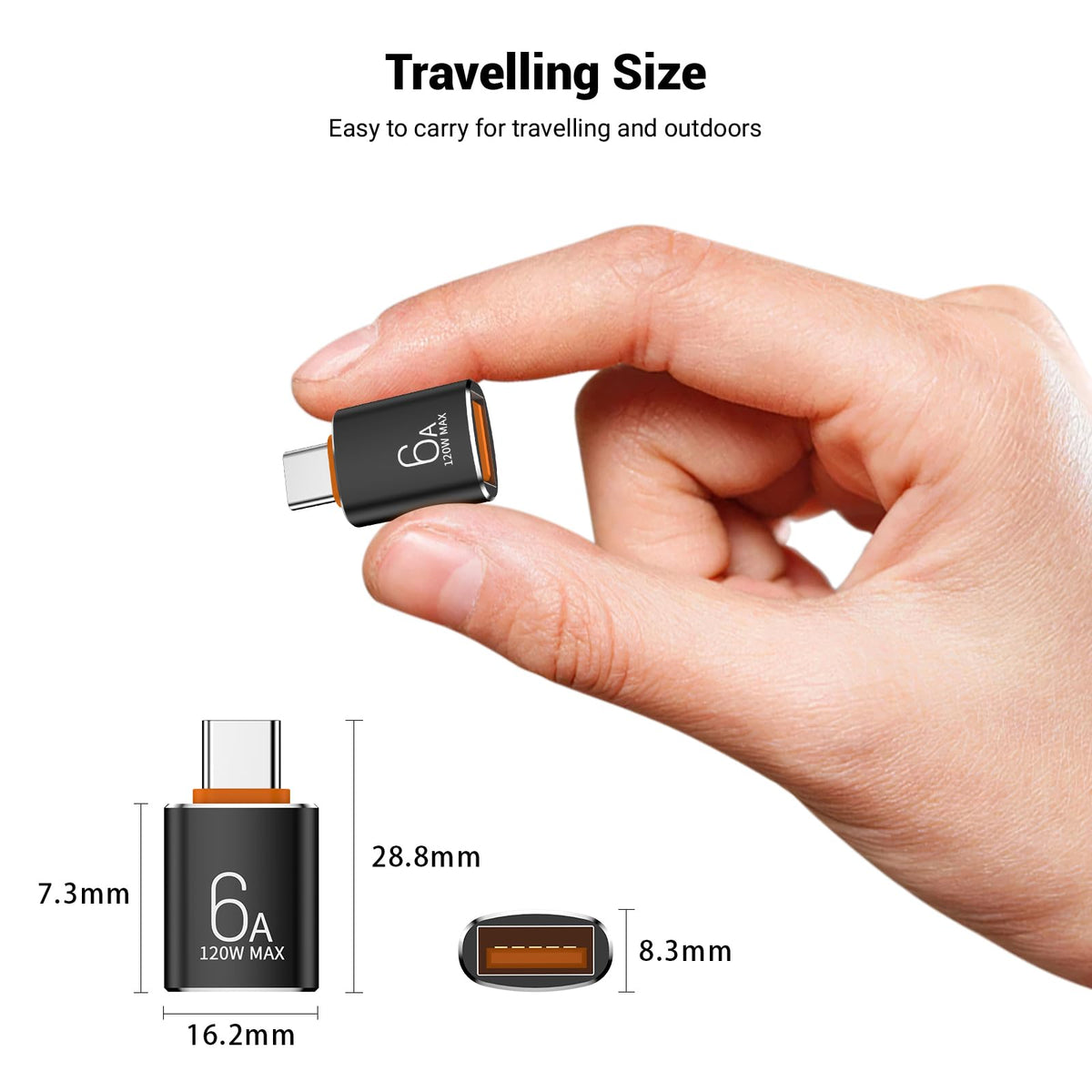 Adaptador USB C Pastall Negro de 10 Gbps y 120 W