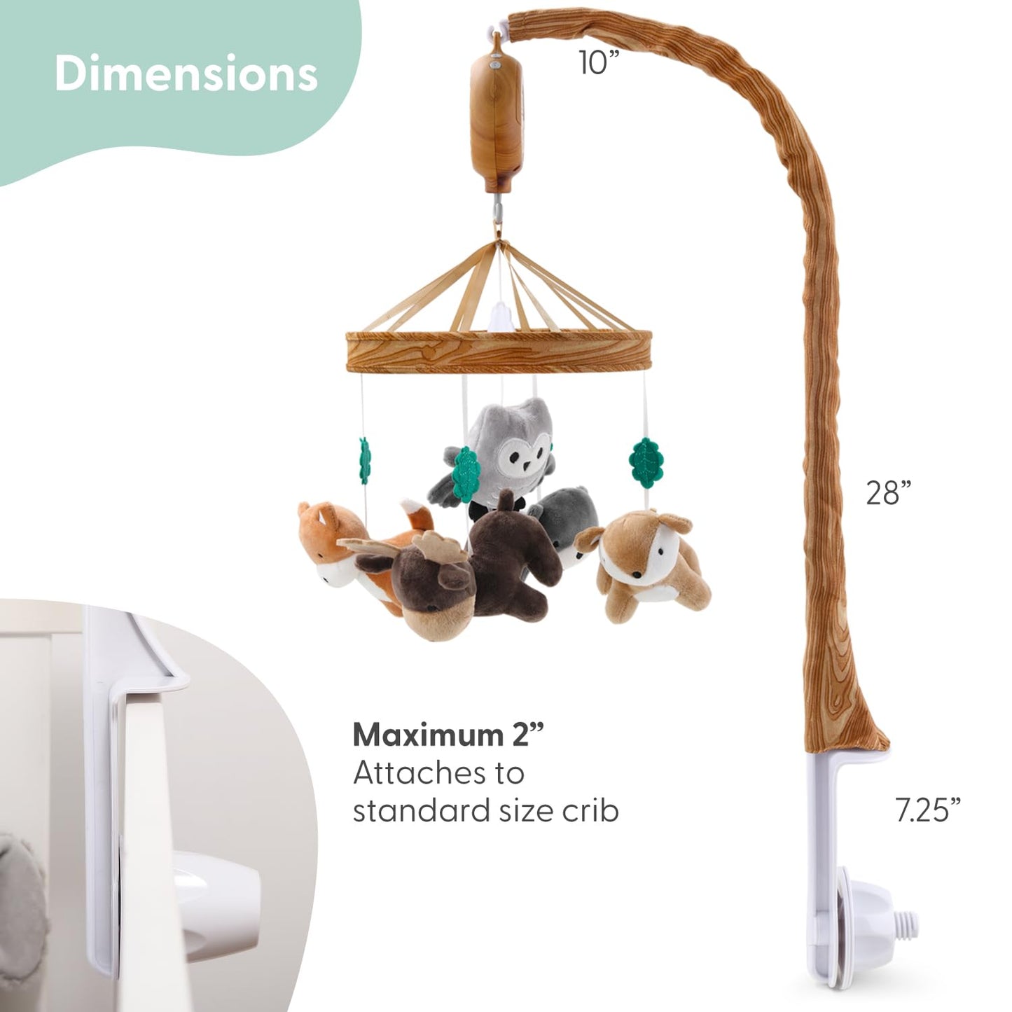 Móvil para Cuna The Peanutshell Grano de Madera Diseño de Bosque Caprichoso Musical para Bebé