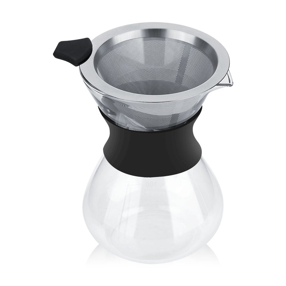 Cafetera, cafetera de Vidrio con Filtro Permanente de Acero Inoxidable.Cafetera Manual Dripper 400ml