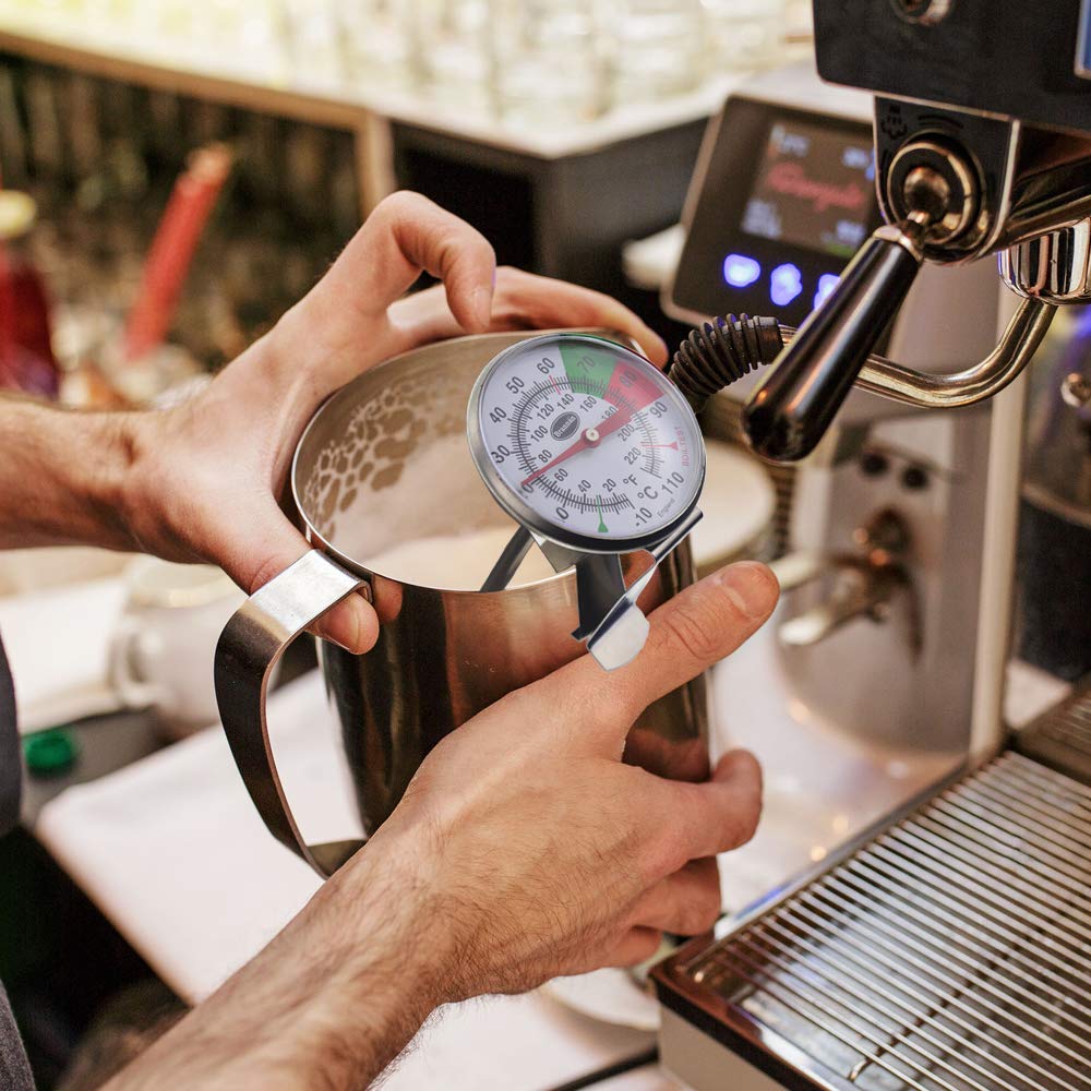 Brannan - Termómetro para leche espumosa con sonda de acero inoxidable de 125 mm y clip para café barista ideal para espumar