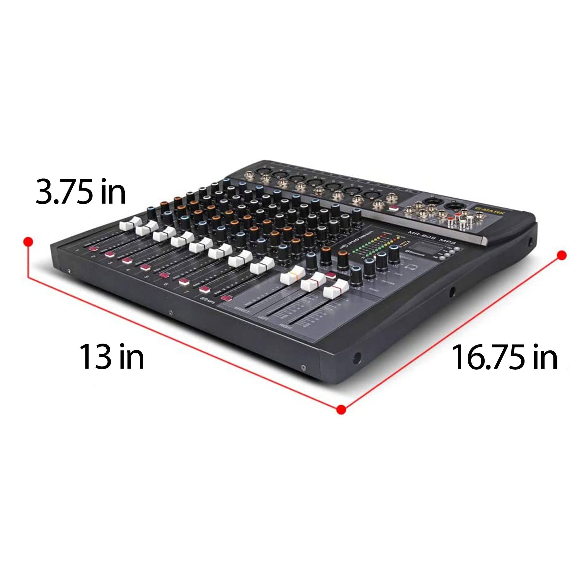 G-MARK MR80S Mezcladora de Audio Profesional 8 Canales, Consola de Audio Mixer con Interfaz USB Bluetooth, Mezcladora Digital de Estudio con Phantom Power de 48V para PC Estéreo Grabación Karoake