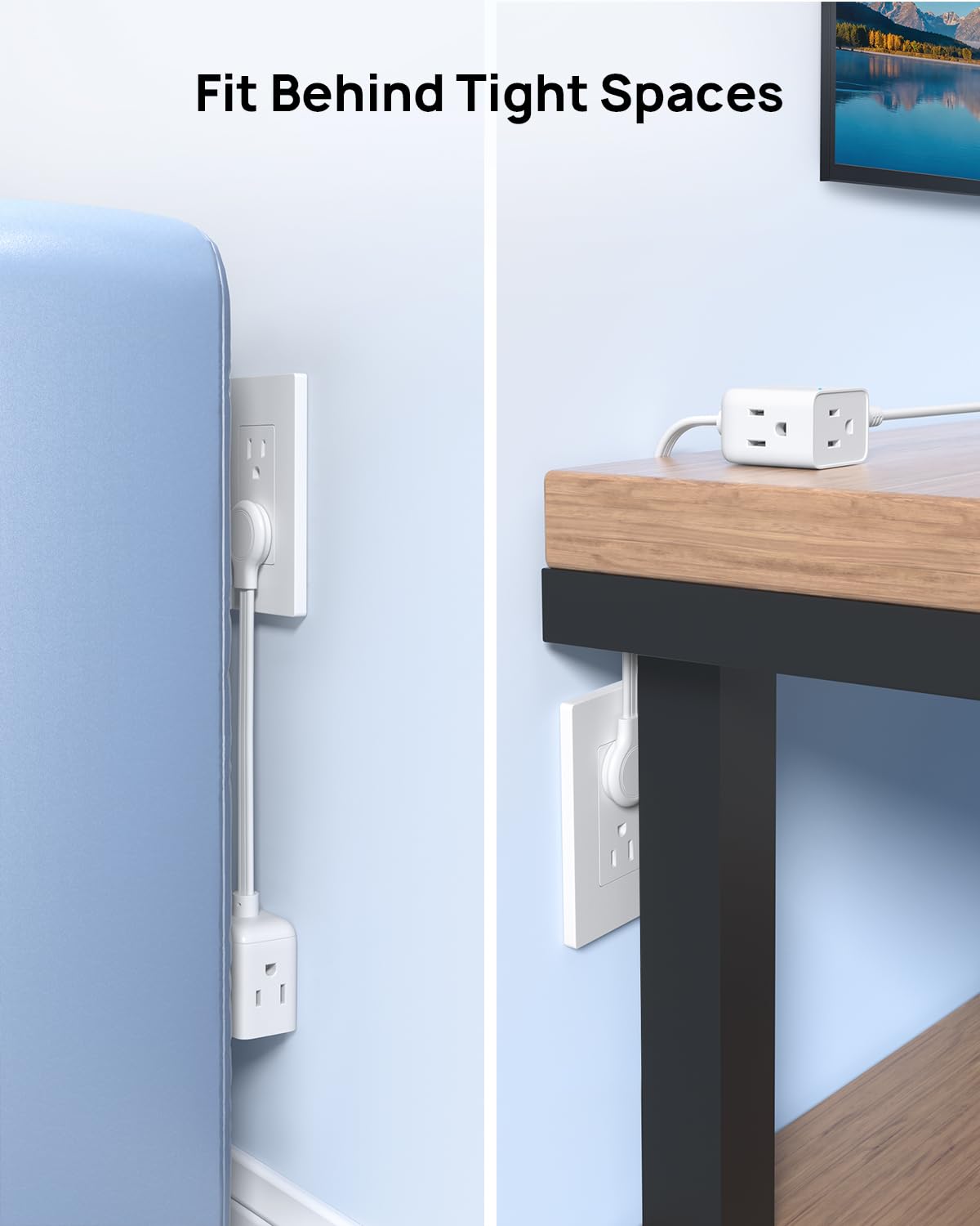 TROND Regleta Multicontacto Extensor de Enchufe Plano con Cable de 15CM, Divisor de Enchufe Multiplataforma, Adaptador de Enchufe Plano Extensor de Pared, Adaptador para Hogar, Oficina