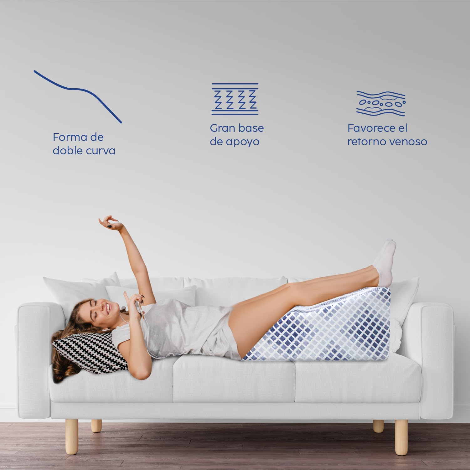 Cojín Elevación Piernas DR JOOHN Azul Memory Foam para Retorno Venoso