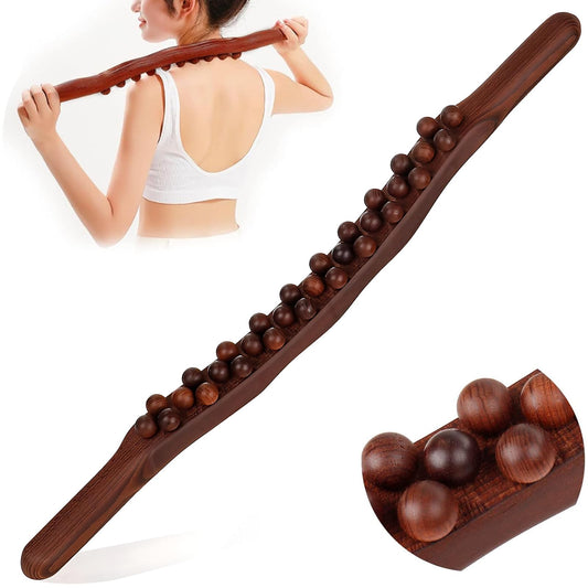 Herramienta de Masaje Gua Sha de Madera, 31 Beads Scraping Massage Bar, Masaje muscular Barra, Adecuado para la espalda, El abdomen y los hombros de todo el cuerpo para aliviar el dolor muscular