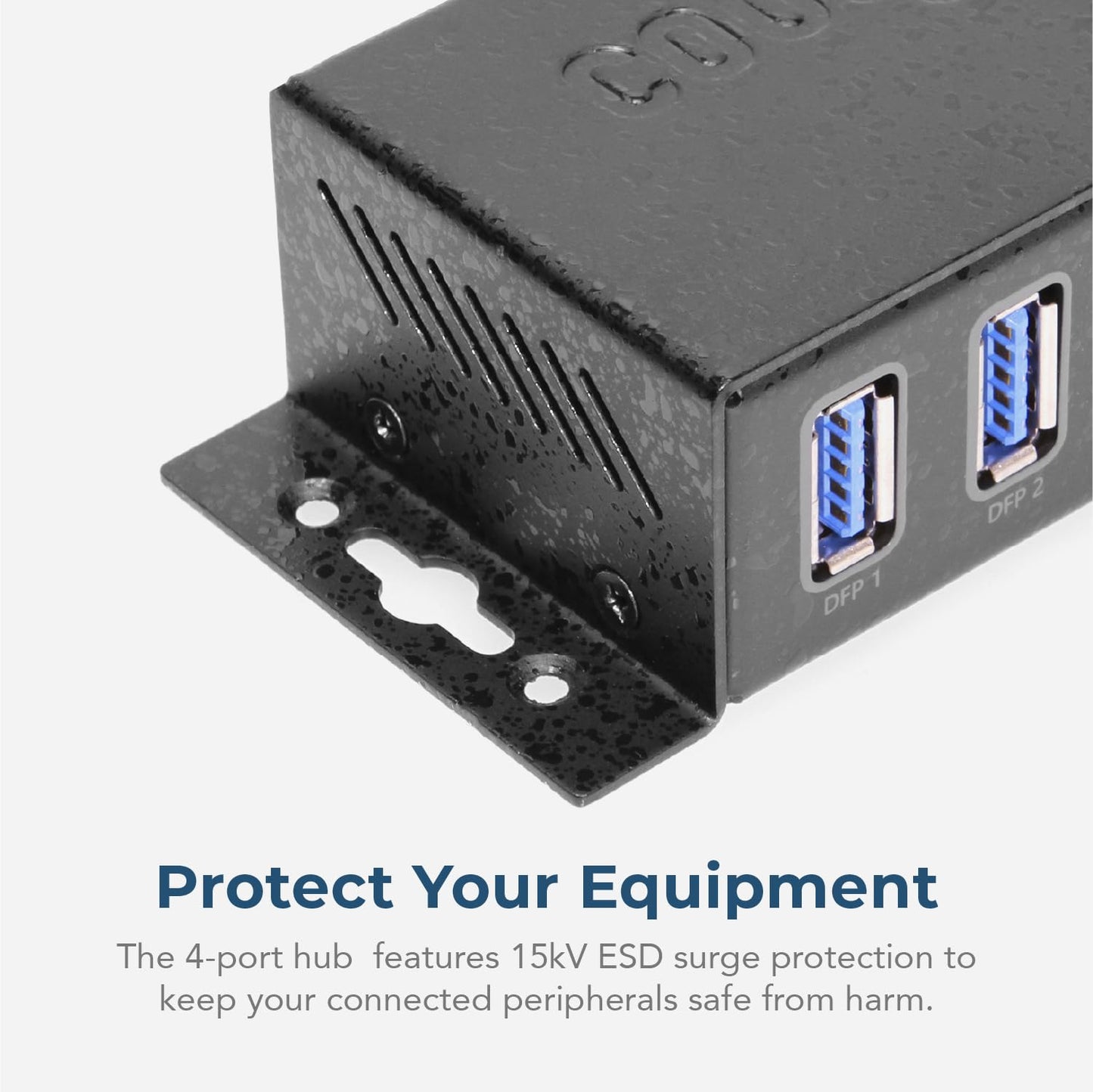 Coolgear Mini Hub de 4 puertos alimentado por USB 3.2, transferencia de datos rápida de 5 Gbps con protección ESD y contra sobretensiones, concentrador USB duradero y montable