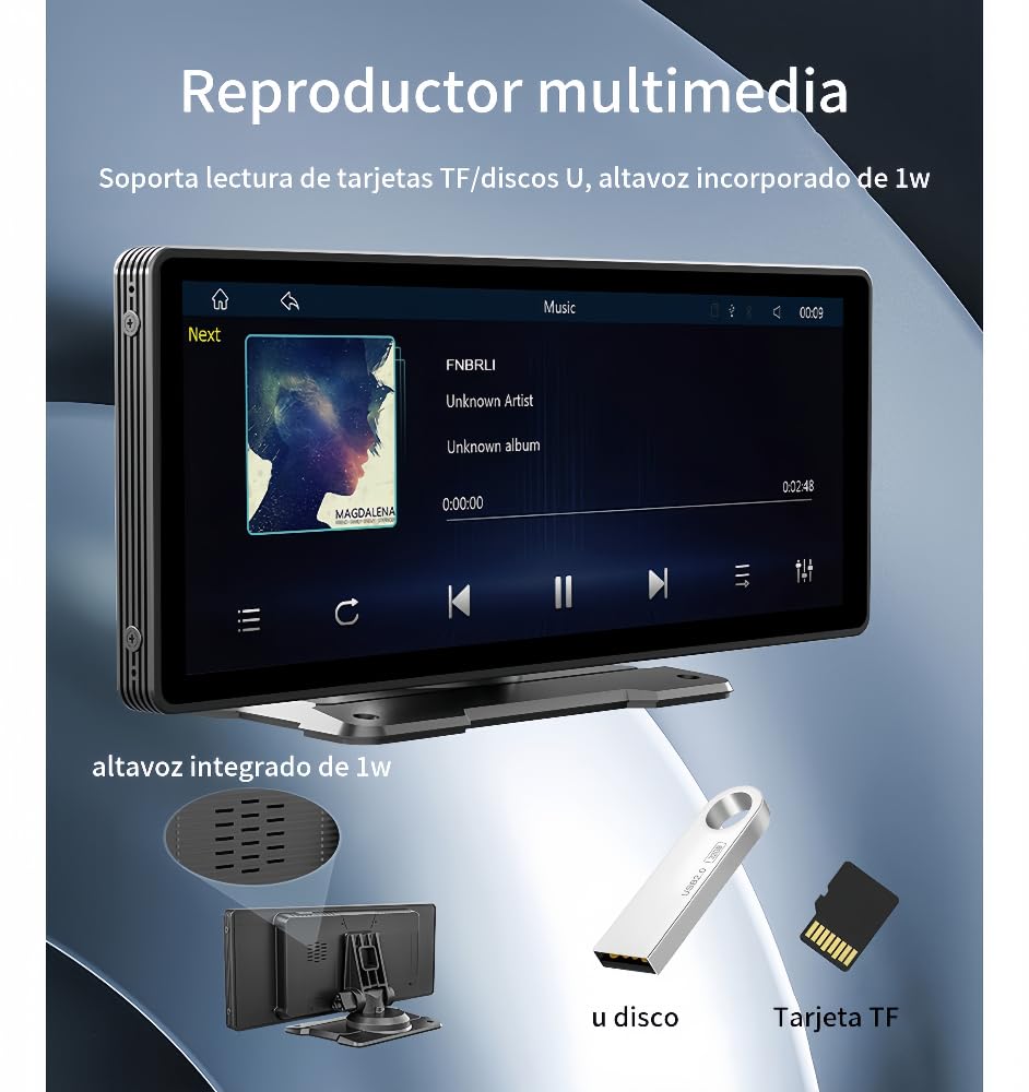 FINYQBET Autoestereos para Carro de 10.3 Pulgadas,Estéreo para Pantalla Carplay para Auto con Android Auto, para vehículos de 7V - 32V, Pantalla HD 1024 * 600,FM Bluetooth y más，Desmontable