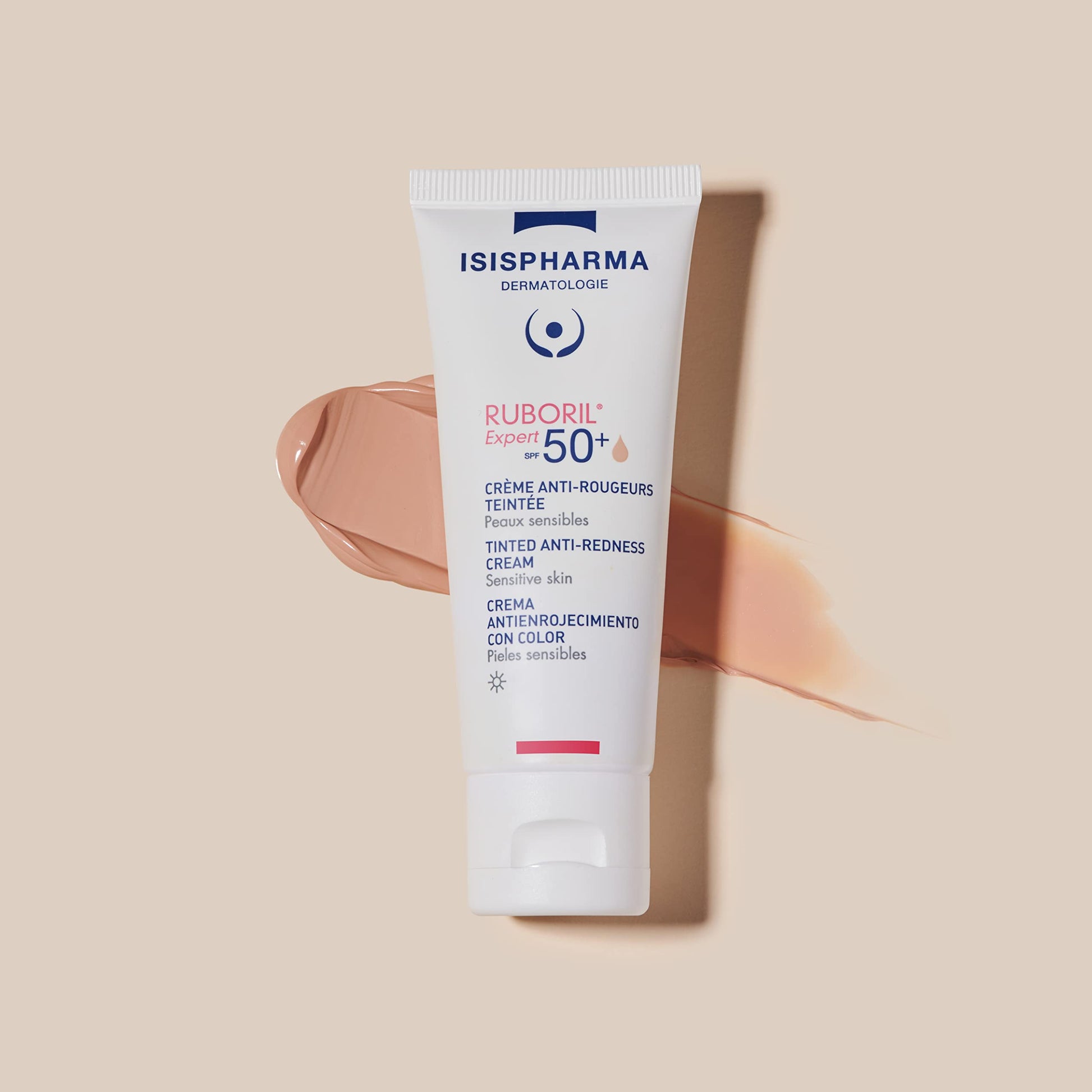 Isispharma Ruboril Expert SPF 50+ 40 ml Muy alta protección solar para pieles sensibles y/o con Rosacea, efecto mate, efecto calmante