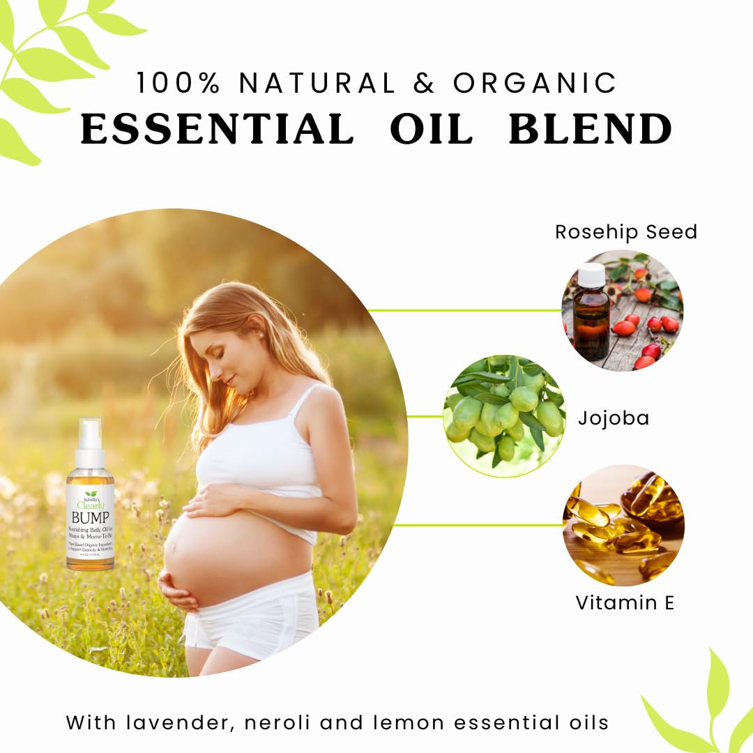 Clearly BUMP, Aceite Orgánico para la Barriga de Mamás y Futuras Mamás | Humectante para la Elasticidad de la Piel, Piel Estirada, Estrías y Cicatrices | Aceite Corporal para Embarazo y Postparto