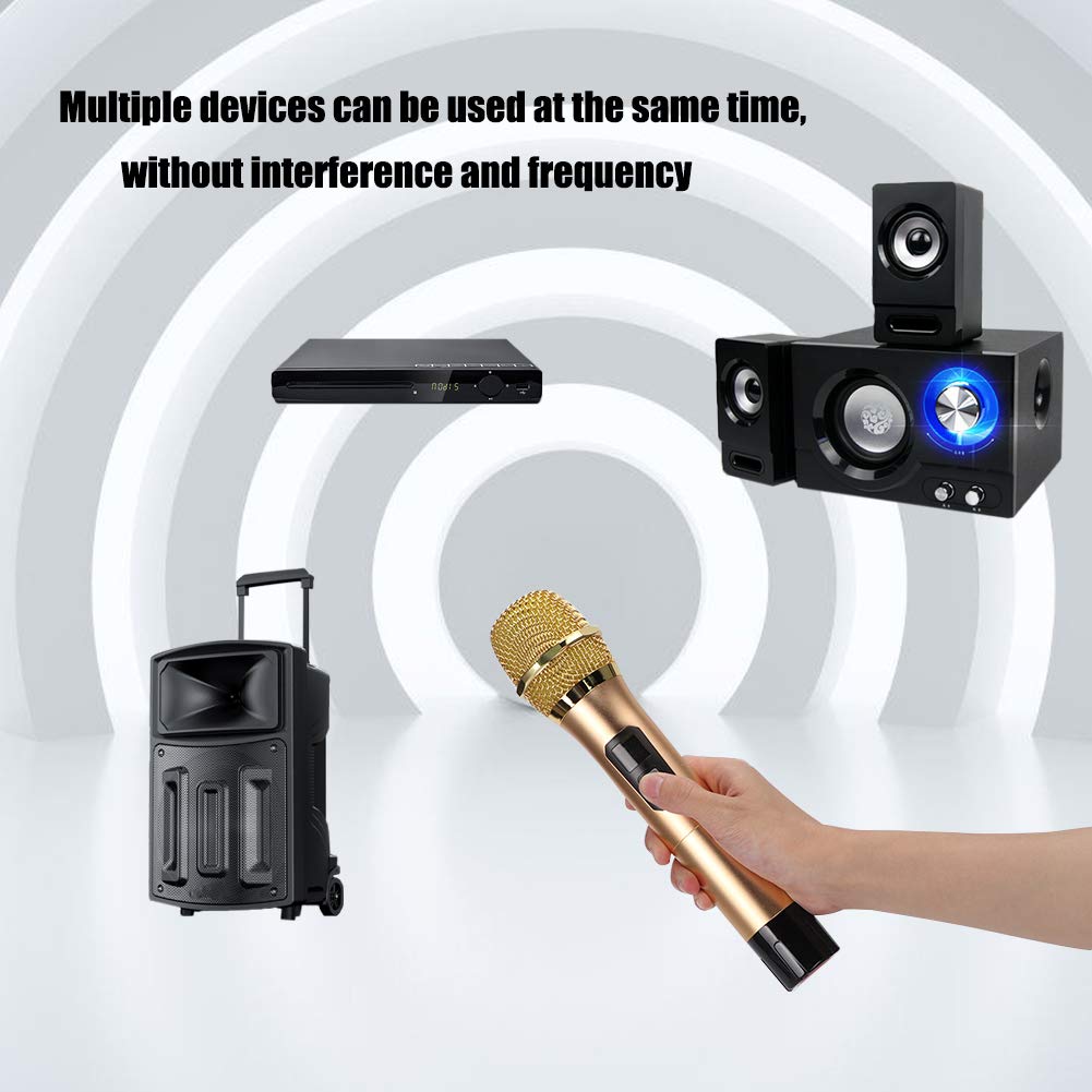 Micrófono Inalámbrico Dual Recargable UHF con Mini Receptor Bluetooth para Negocios, Iglesia y Hogar