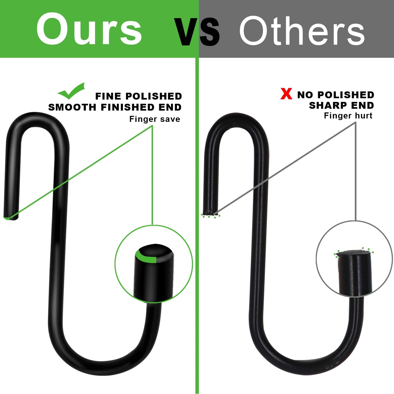 Ganchos Tipo S Esfun Negro de Alta Resistencia para Cocina y Hogar