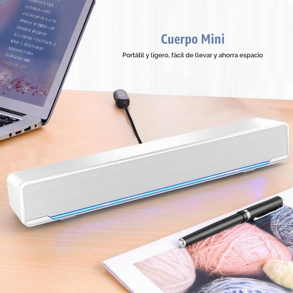 Barra de Sonido Oumij USB Estéreo con Bass Surround y Entrada 3.5 mm para PC