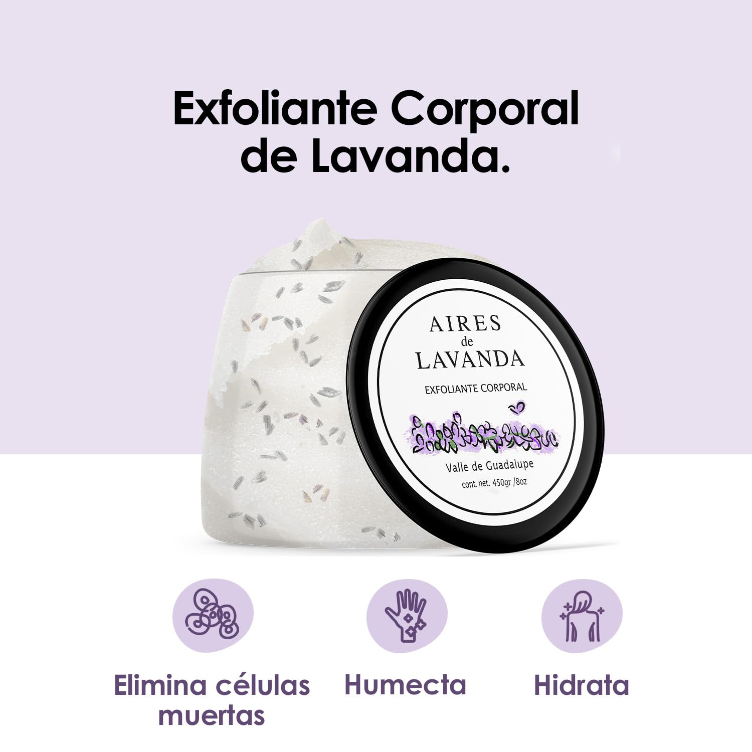 Exfoliante Corporal Natural Aires de Lavanda Aromático para Cuidado Personal