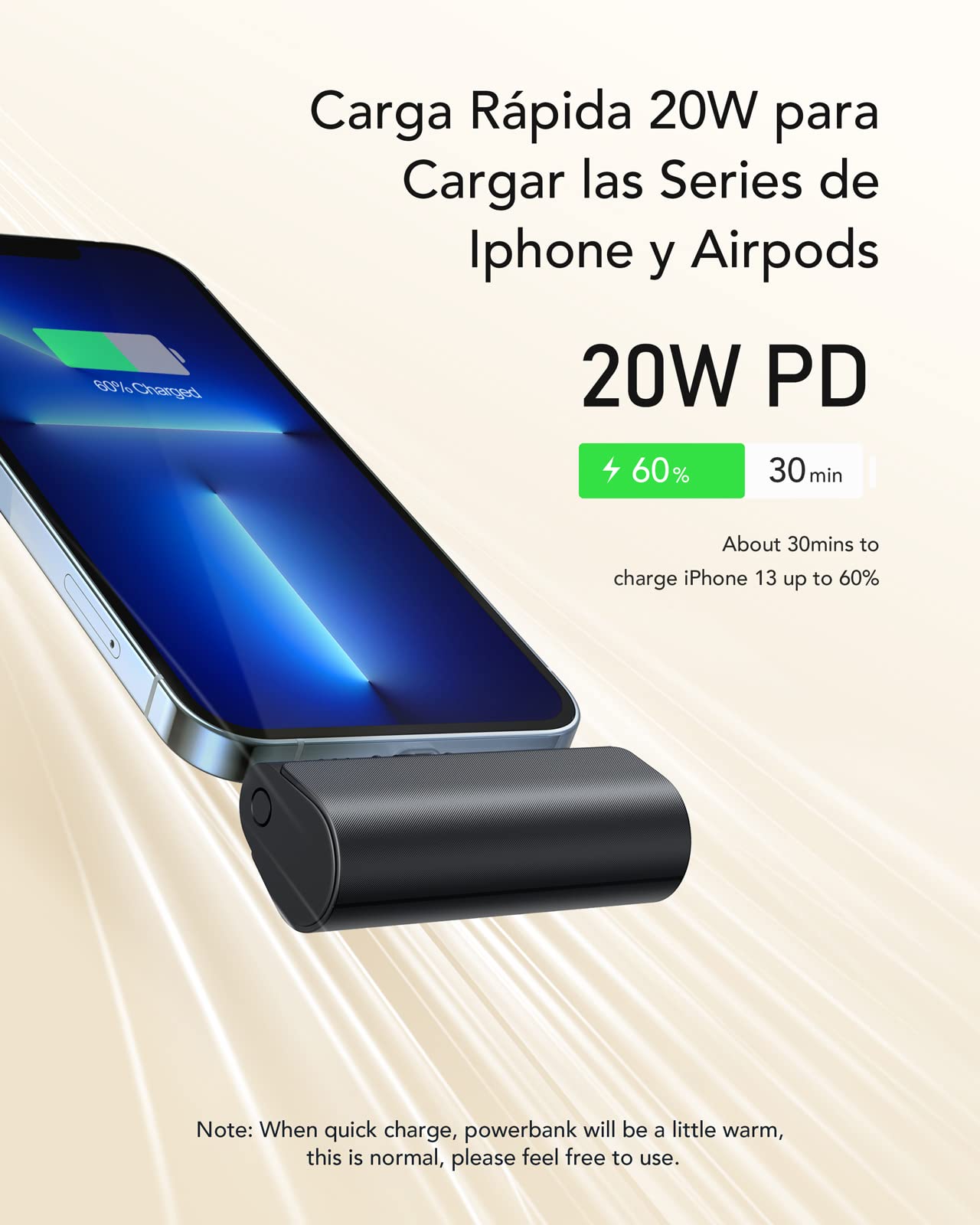 Batería Portátil MOFIT Blanca con Carga Rápida 5000 mAh para iPhone
