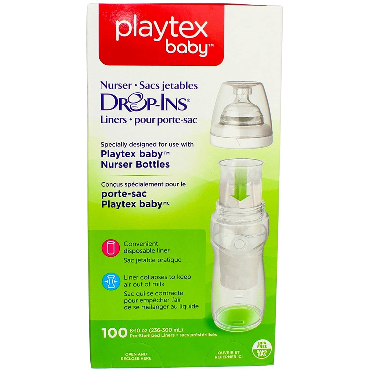 Liners Descartables Preesterilizados Playtex 8-10 oz 100 Unidades