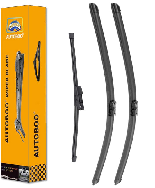 AUTOBOO - Hojas de repuesto de limpiaparabrisas de 25 pulgadas + 22 pulgadas con hoja de repuesto de limpiaparabrisas trasero de 14 pulgadas, calidad original de fábrica (paquete de 3)