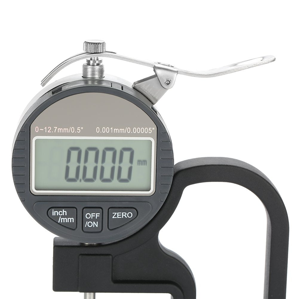 Tgoon Medidor de espesor digital, ABS de aluminio Medidor de espesor preciso para tela de de cuero Película Esponja Alambre