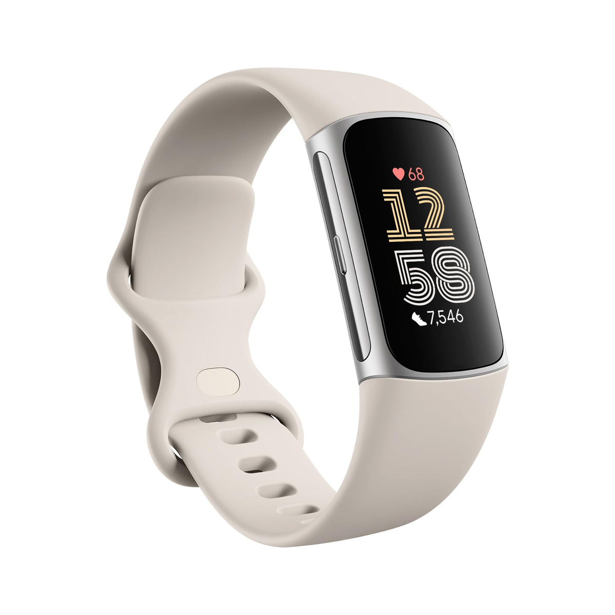 Rastreador de Fitness Fitbit Charge 6 Porcelana Plata con Frecuencia Cardíaca y GPS