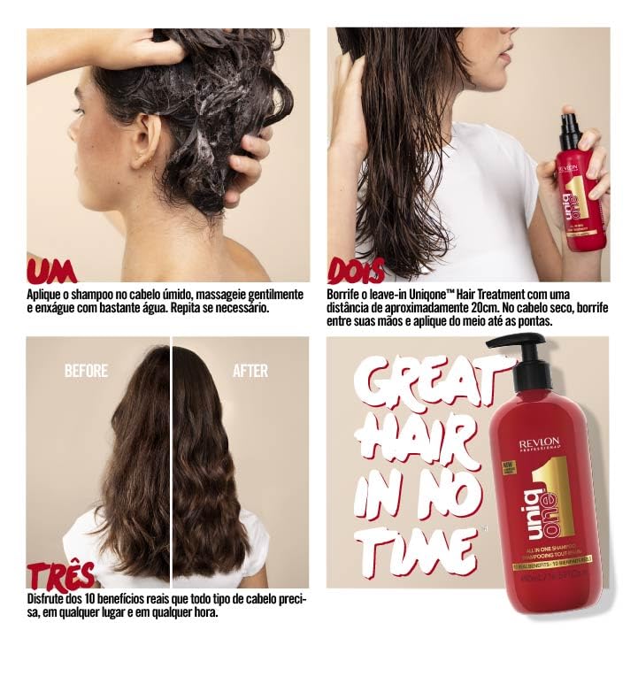 Revlon Professional UniqOne Champu y Acondicionador Tratamiento hidratante para el pelo 10 beneficios en 1 producto - 490 ml