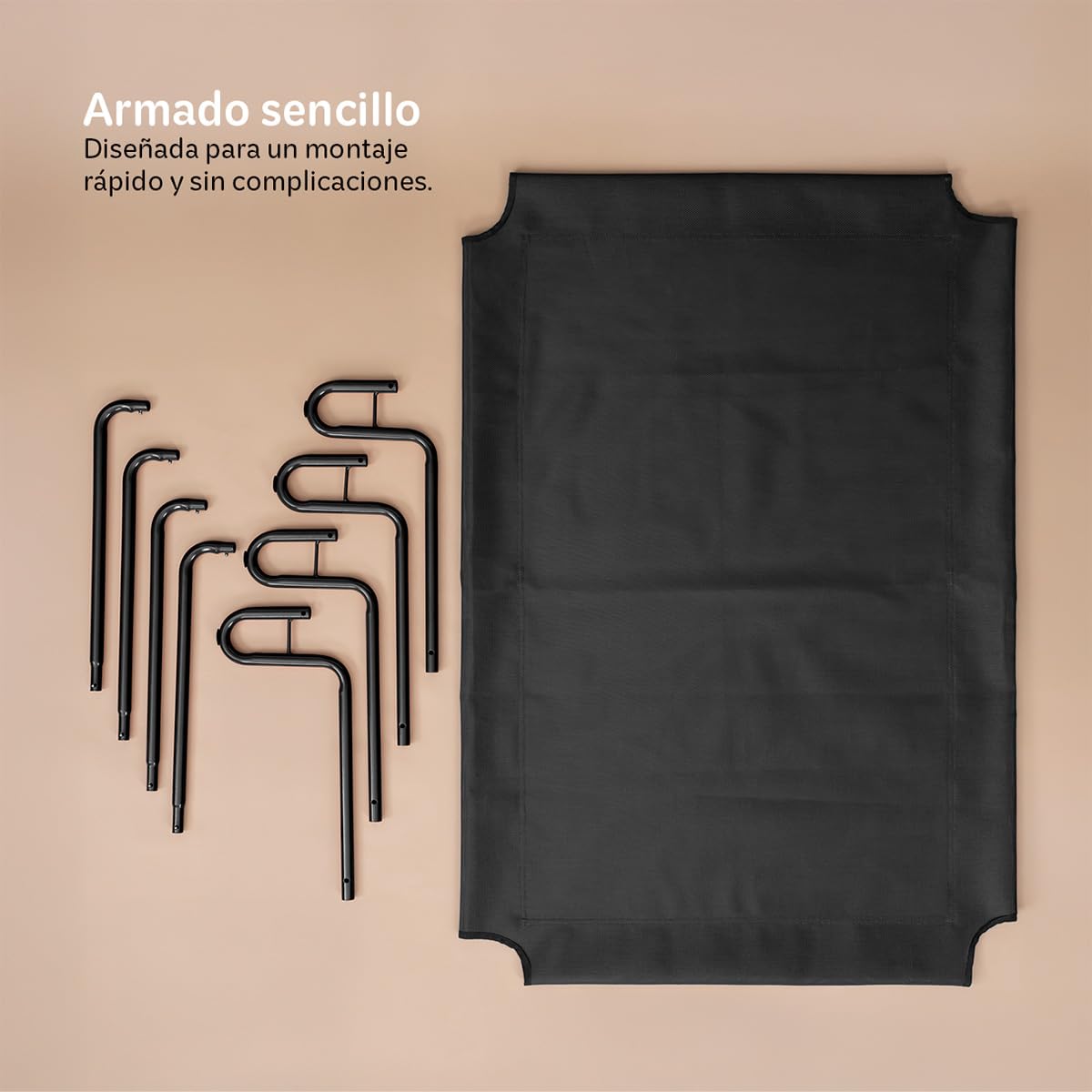 Cama Elevada para Perro Esquimal Negro con Malla Transpirable para Interior y Exterior