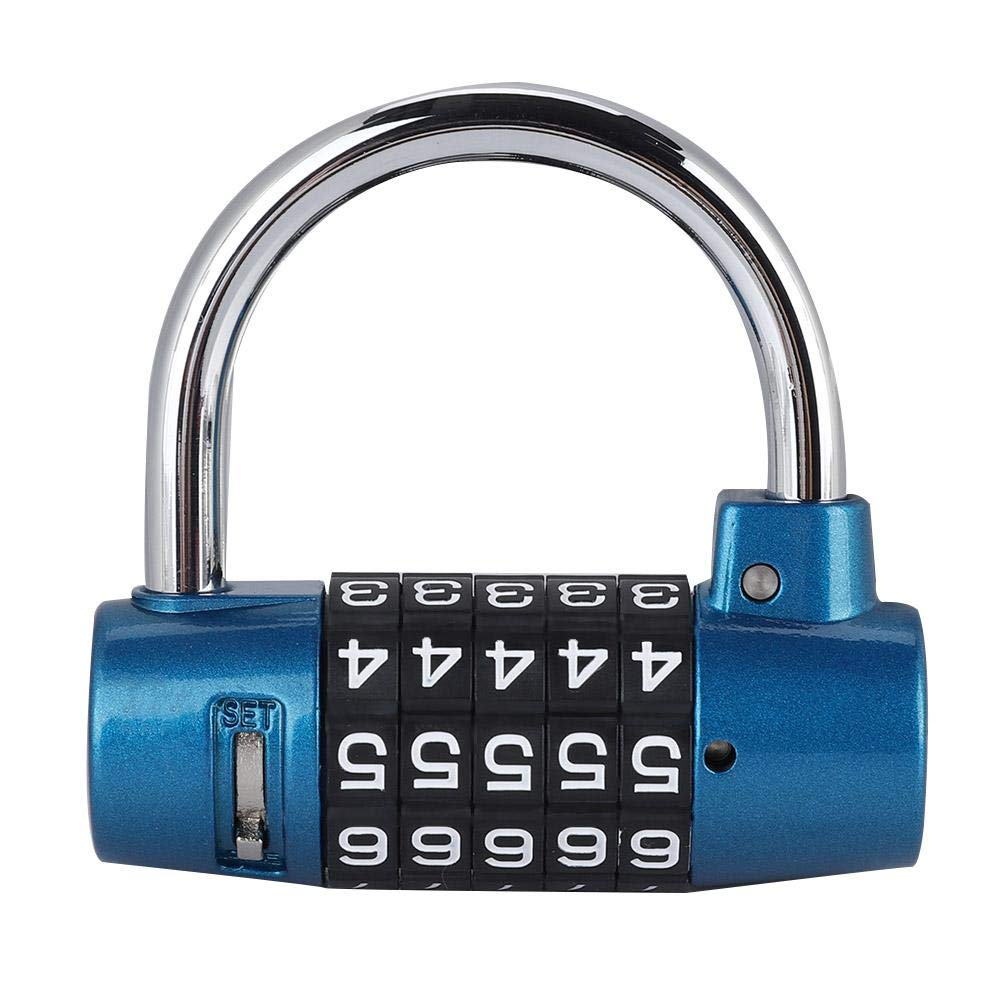 Candado de 5 dígitos, Cerradura de casillero Aleación de zinc, U forma de Cerradura Combinación de Puerta Maleta para gimnasio, Escuela, Hogar, Oficina, Viajes, Gabinete, Bicicleta(azul)
