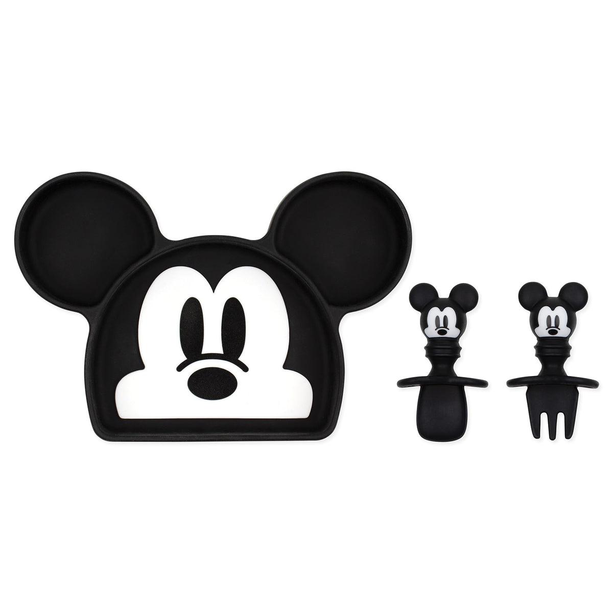 Bumkins Disney Mickey Mouse - Dispositivo de agarre de silicona, para entrenamiento de 6 meses, base de succión, 100% silicona apta para alimentos, apto para horno, microondas, congelador y lavaplatos
