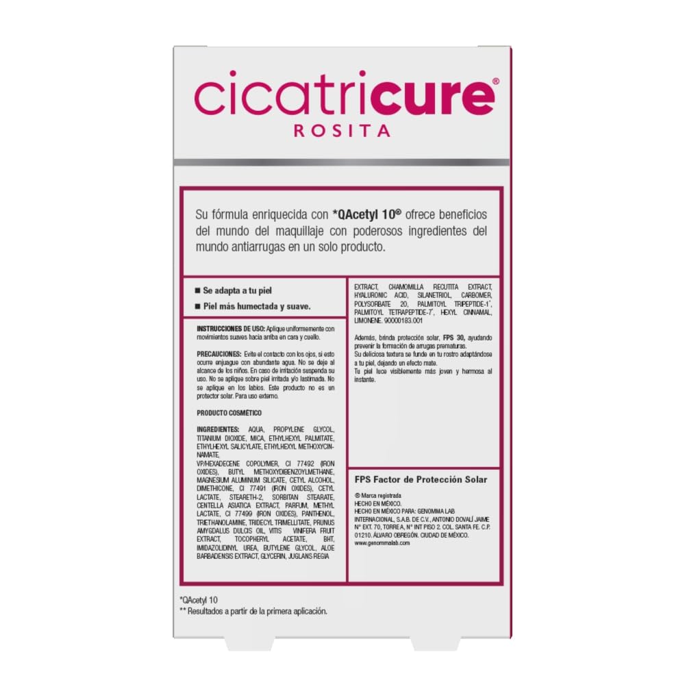 CICATRICURE - Maquillaje líquido color inteligente FPS 30. Efecto anti-arrugas y protección solar, tono auto-ajustable con pigmentos que se adaptan al color de la piel, presentación de 30ml