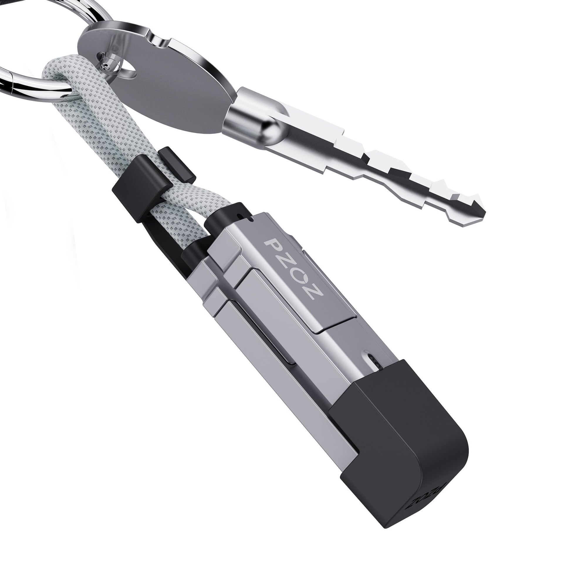 Cargador de Llavero Portátil pzoz Negro con Visualización LED Multi USB Carga Rápida para iPhone iPad MacBook AirPods Samsung Google
