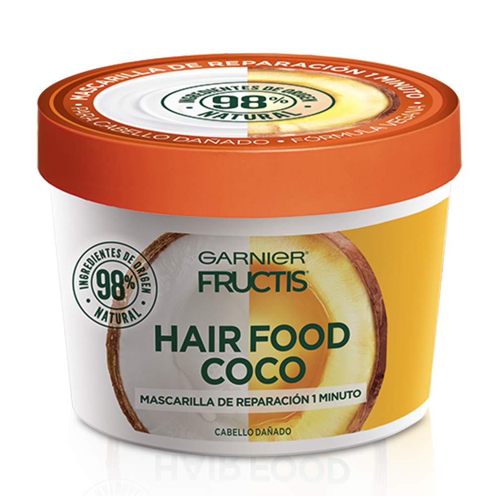 Garnier Fructis H5537200 Mascarilla para Cabello Natural Vegana Anti Frizz con Fructis Hair Food, Verde, 350 ml + Fructis Acondicionador Hair Food Aguacate, 350 ml + Fructis Mascarilla