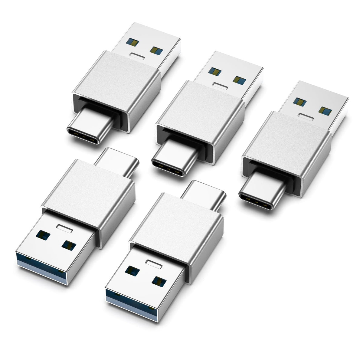 Adaptadores USB-A a Tipo C Fidioto 3.0 Alta Velocidad Bidireccional, Paquete de 5