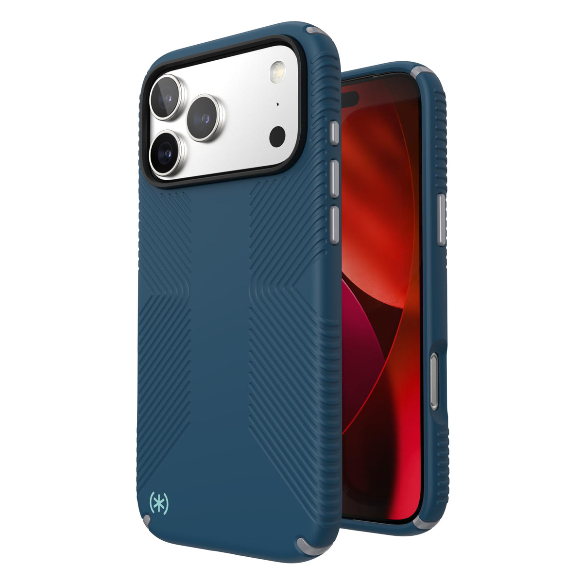 Funda para iPhone 17 Pro Max Speck mar profundo plata metálica azul hechizo compatible con MagSafe