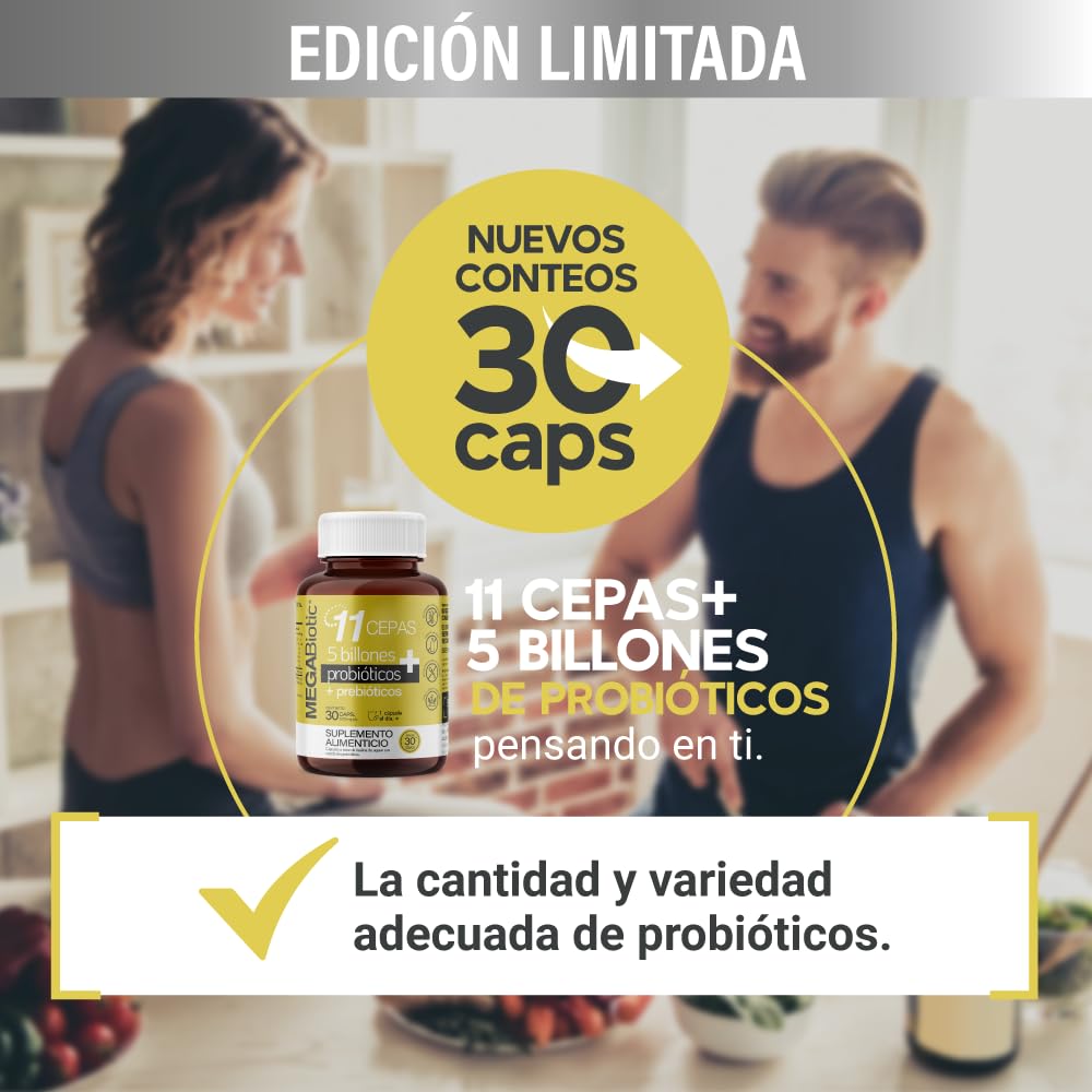 Probióticos MegaBiotic 5 Billones con 11 Cepas para Mujeres y Hombres