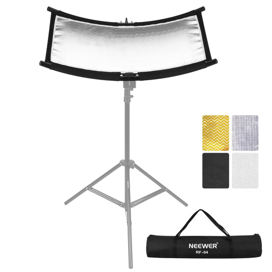 NEEWER Reflector Difusor de Luz Tipo U para Estudio y Fotografía con Estuche de Transporte, Reflector Curvo Arclight 30"x18"/75x40cm en Negro/Blanco/Oro/Plata (Soporte de Luz No Incluido), RF-04