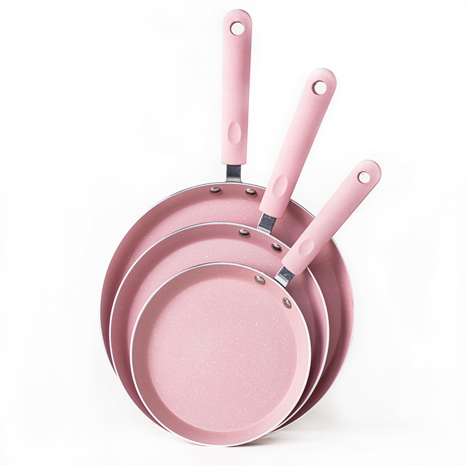 Juego de Sartenes Antiadherentes JUSTUP Rosa de 3 Piezas