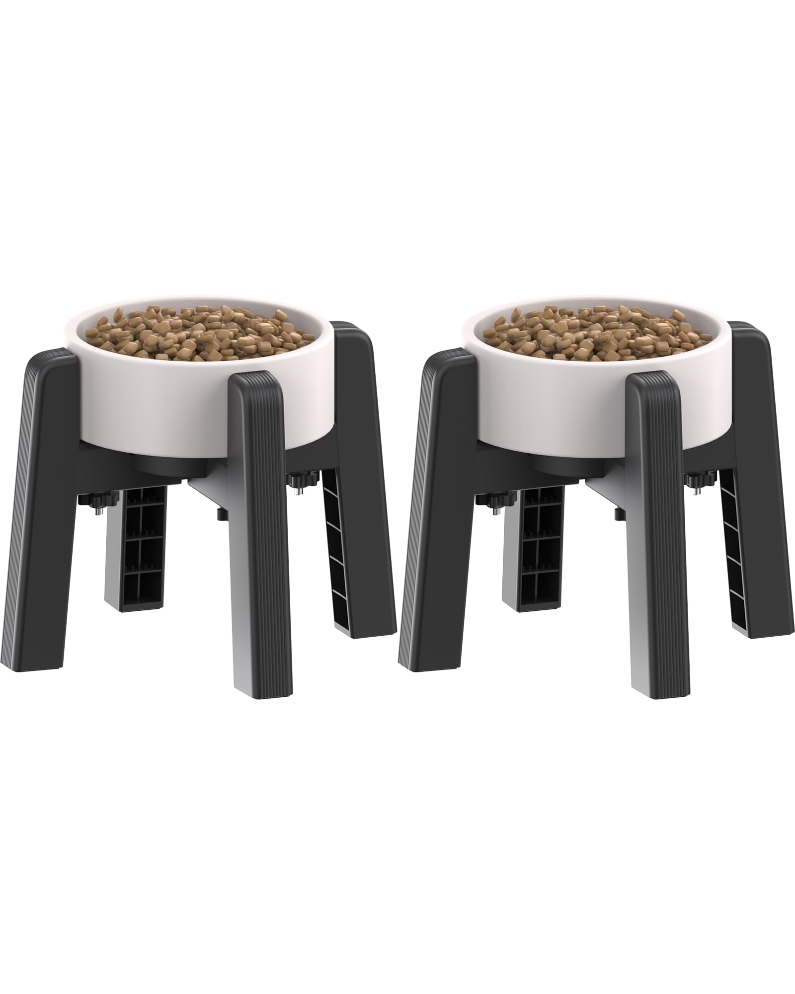 CZPET - Soporte para cuencos para perros con ancho ajustable [2 unidades, solo para soporte], tazón elevado para agua y comida para mascotas pequeñas, medianas y grandes, tazón elevado estable y
