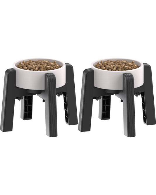 CZPET - Soporte para cuencos para perros con ancho ajustable [2 unidades, solo para soporte], tazón elevado para agua y comida para mascotas pequeñas, medianas y grandes, tazón elevado estable y