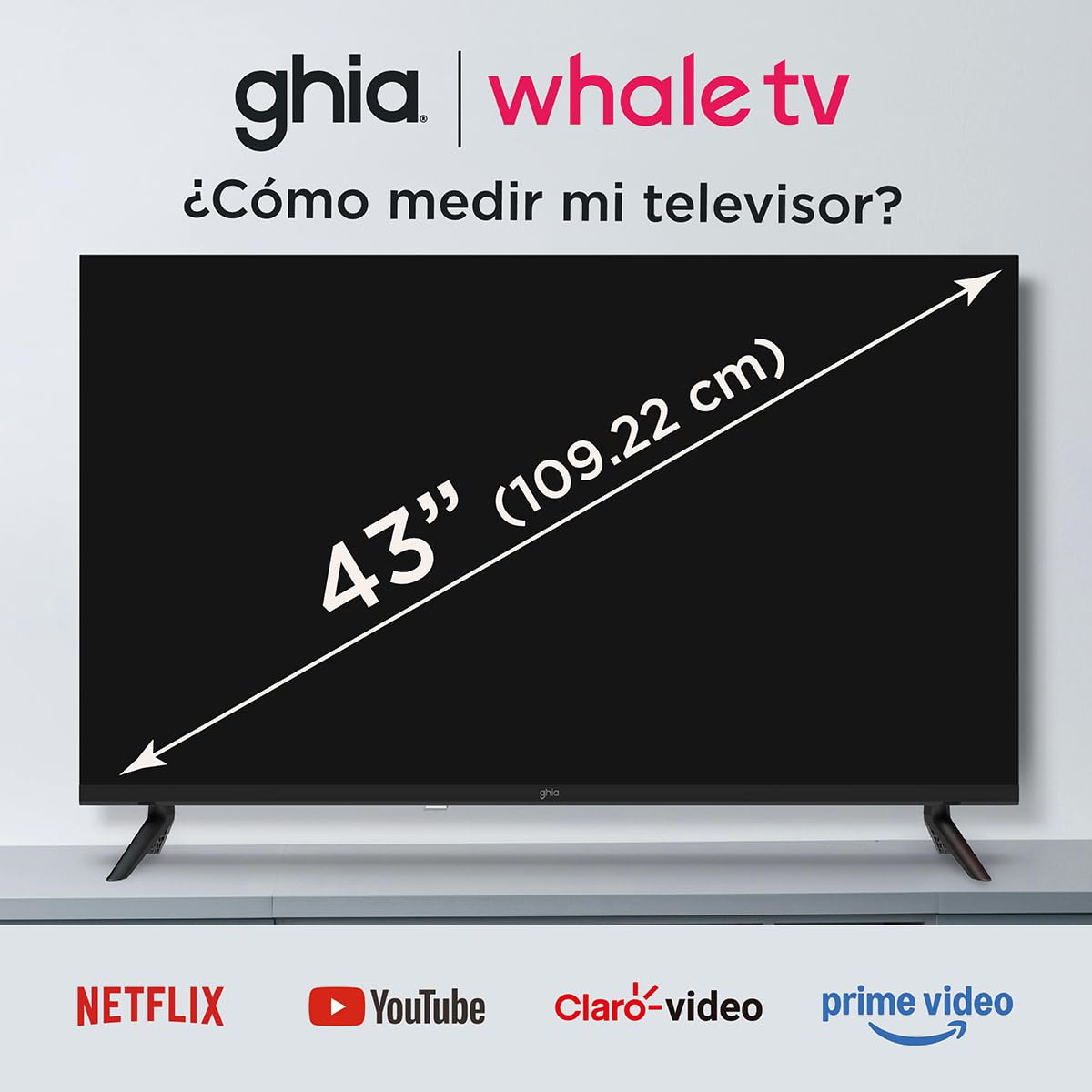 GHIA Pantalla Smart TV 43" Whale TV, Full HD 3 HDMI, 2 USB, Dolby Audio. Modelo G43W25