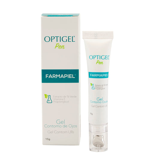OPTIGEL Pen Contorno de Ojos | Gel Reafirmante | Tratamiento Antiarrugas Ayuda a Disminuir Bolsas, Ojeras, Líneas de Expresión | Aumenta la Elasticidad | Componentes Antiinflamatorios y Calmantes |15g