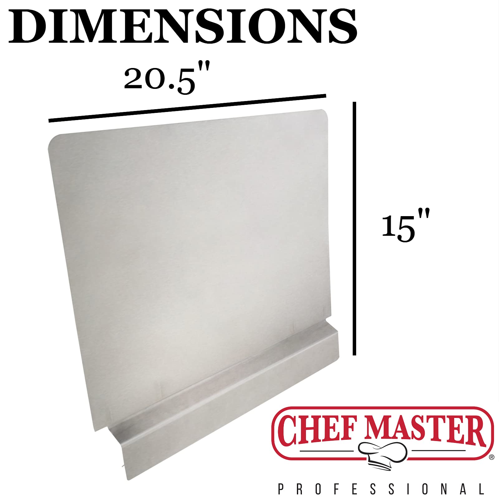 Chef Master - Juego de 2 protectores de salpicaduras de freidora comercial, acero inoxidable, calibre 18, protector de salpicaduras de aceite, 20.5 x 15 pulgadas, protector de salpicaduras de aceite