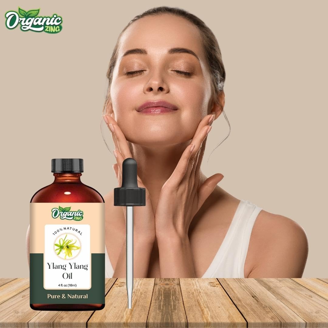 Organic Zing Ylang Ylang (Cananga Odorata) Oil | Pure & Natural Essential Oil for Aroma, Diffusers, Haircare & Skincare- - 118ml/3.99fl oz