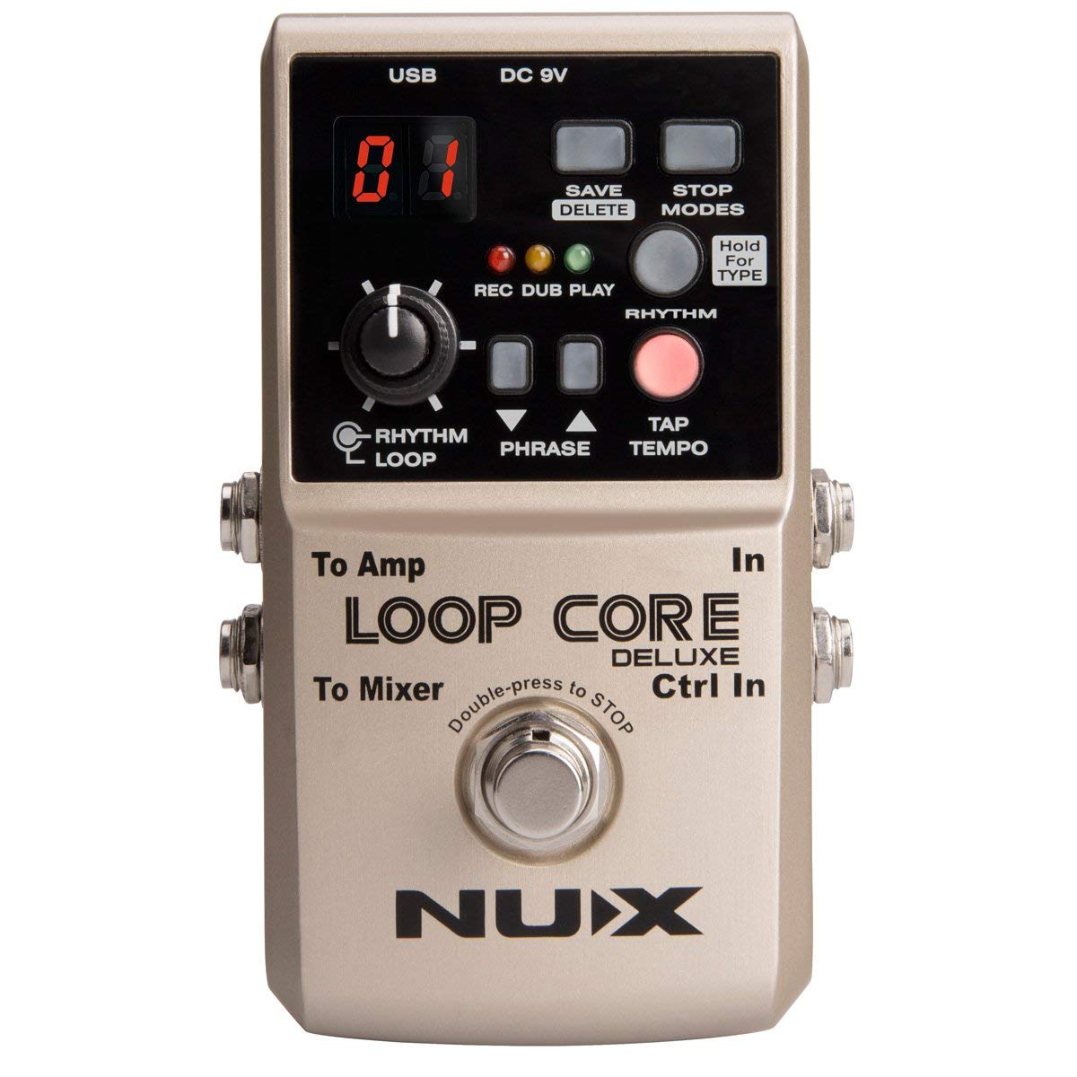 Bucle de Guitarra NUX Loop Core Deluxe Dorado con 8 Horas de Tiempo y Detección Automática de Tempo