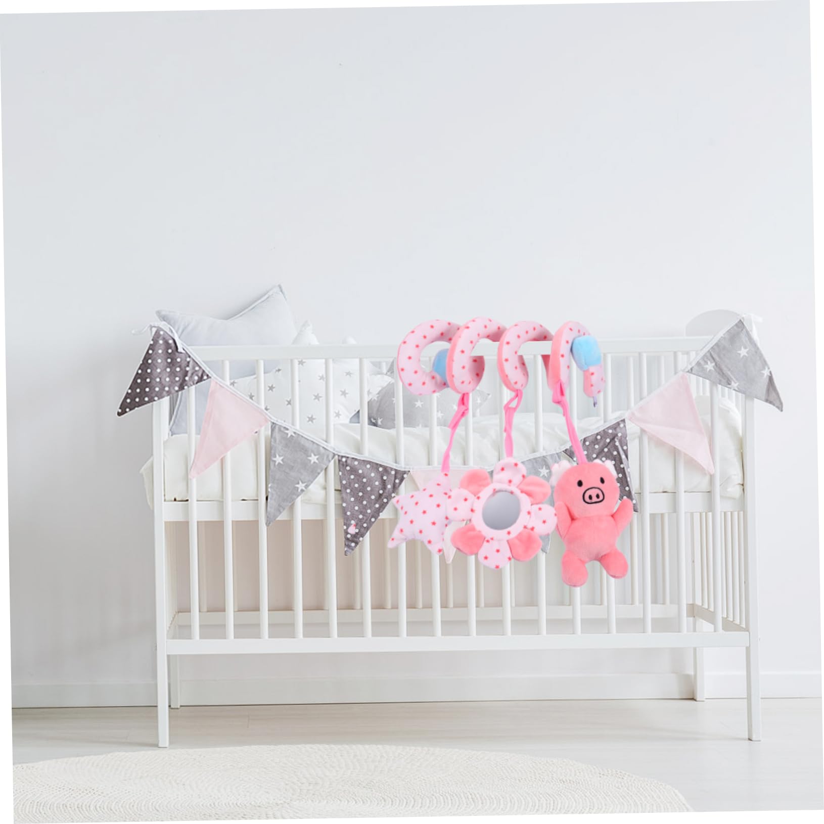 FAVOMOTO Juguete Colgante Cuna Alrededor Juguetes Infantiles Peluche Juguetes de Cama para Bebe Cochecito Juguetes Colgando Cochecito de Juguete Carretilla Colgante bebé Felpa Corta Rosa