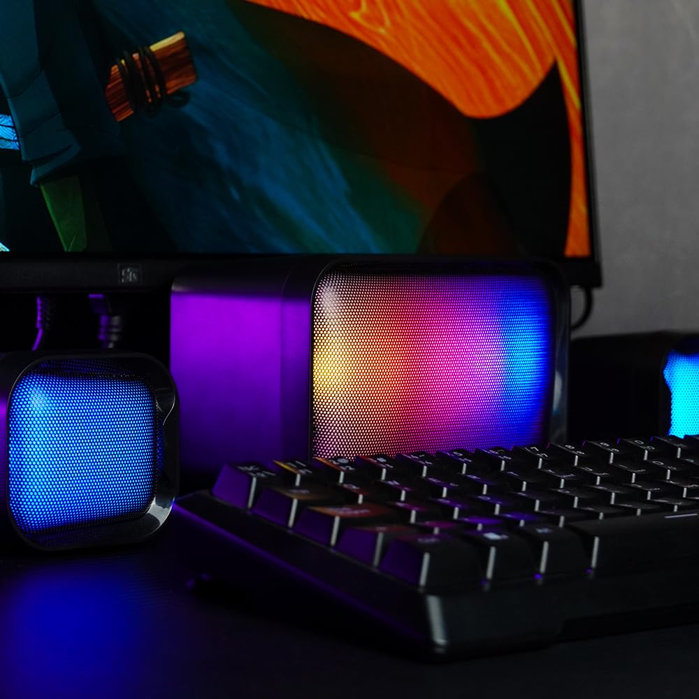 Bocinas 2.1 Vorago SPK-255 RGB Sonido Estéreo Potente para Gaming y Escritorio
