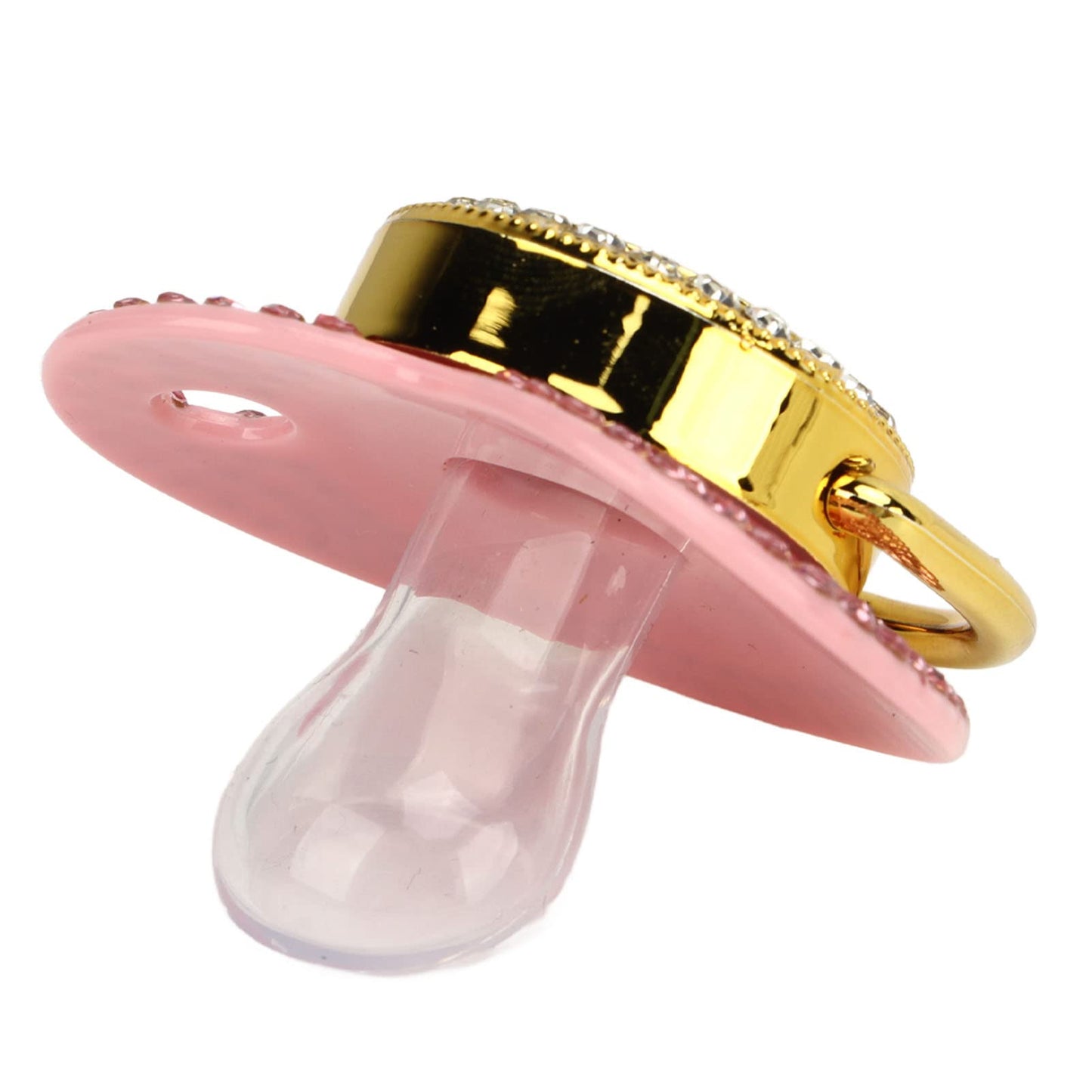 Chupete de bebé Dorado, 26 Letras Juego de Clip de Chupete Personalizado Diamantes de Imitación Cubiertos Diseño Curvo Chupete de bebé Chupete de Silicona para Alimentación de (Letra h)