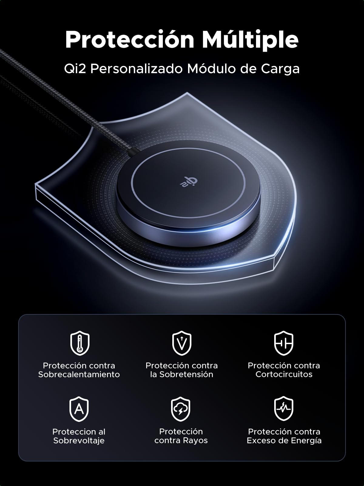Cargador Inalámbrico UGREEN Qi2 15W Magsafe MagFlow para iPhone 16-12 y AirPods