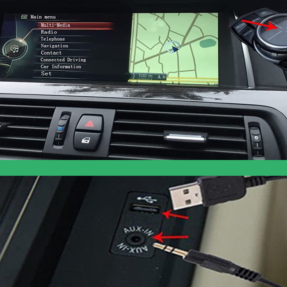 Adaptador AUX Compatible con BMW Mini Cooper 3.5mm, Hombre a Mujer